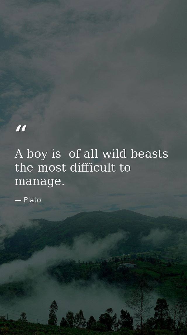 A boy is  of all wild beasts  the most difficult to manage. — Plato