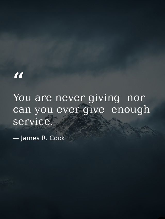 You are never giving  nor can you ever give  enough service. — James R. Cook