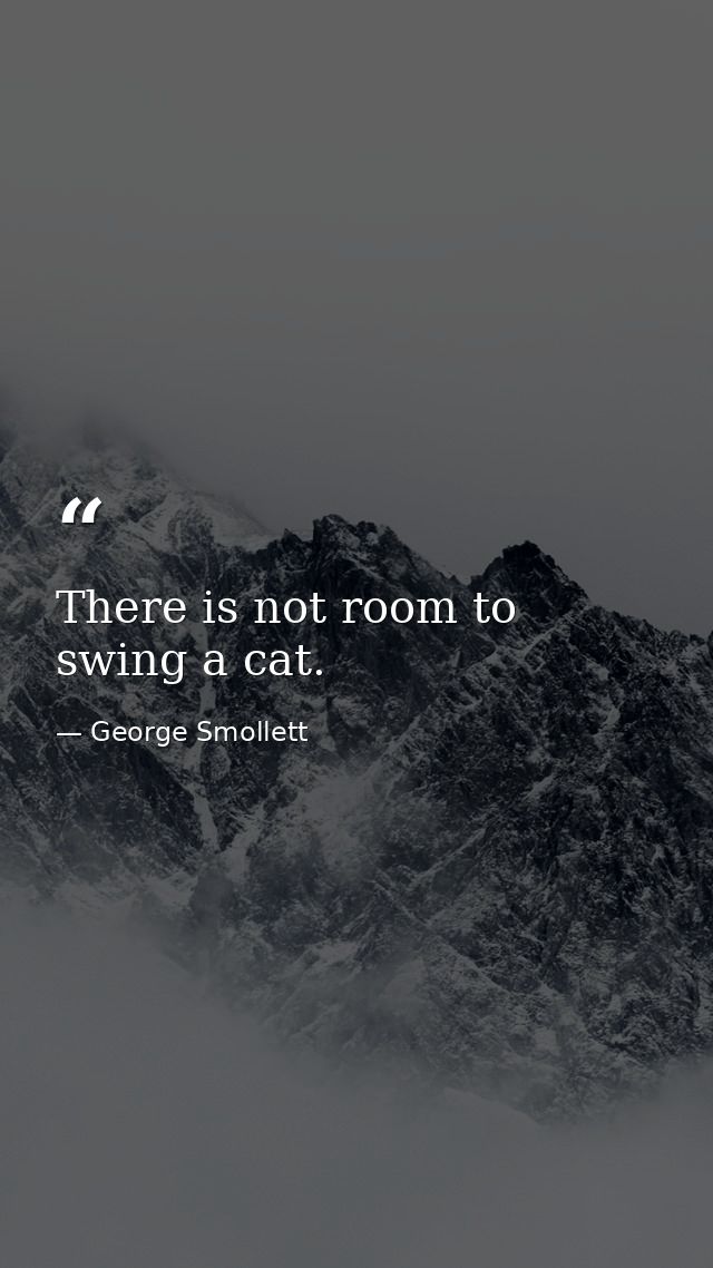 There is not room to swing a cat. — George Smollett
