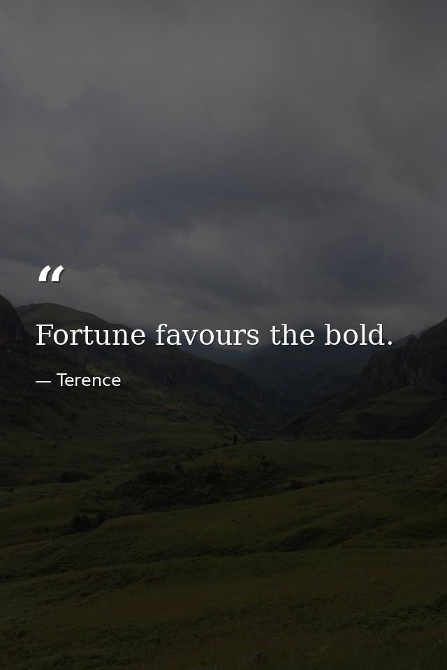 Fortune favours the bold. — Terence