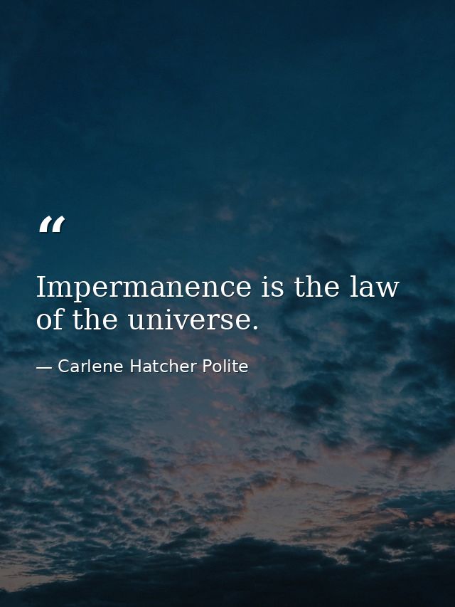 Impermanence is the law of the universe. — Carlene Hatcher Polite