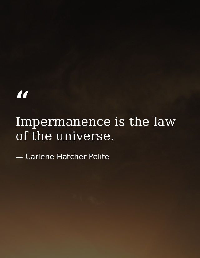Impermanence is the law of the universe. — Carlene Hatcher Polite