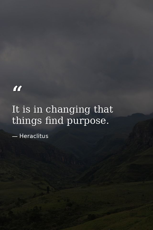 It is in changing that things find purpose. — Heraclitus