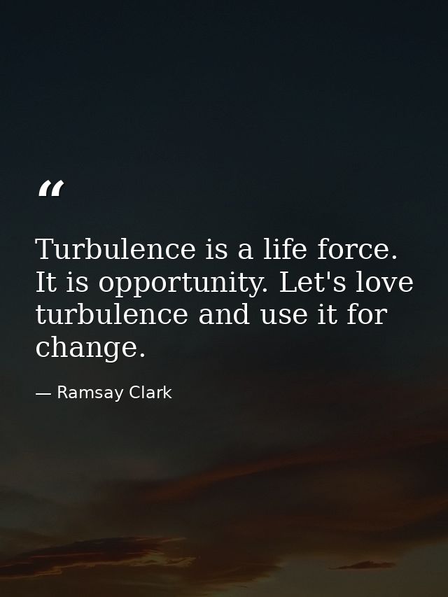 Turbulence is a life force. It is opportunity. Let's love turbulence and use it for change. — Ramsay Clark