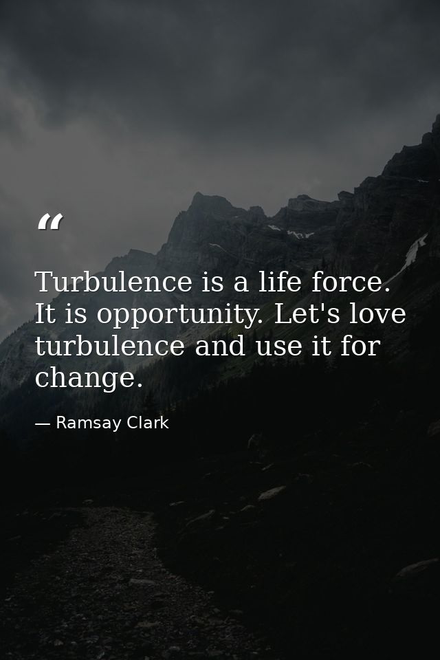 Turbulence is a life force. It is opportunity. Let's love turbulence and use it for change. — Ramsay Clark
