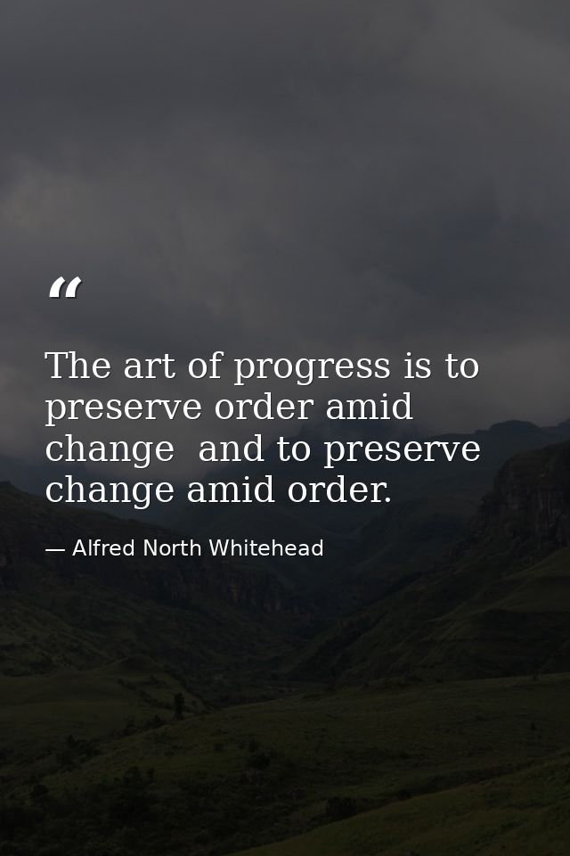 The art of progress is to preserve order amid change  and to preserve change amid order. — Alfred North Whitehead