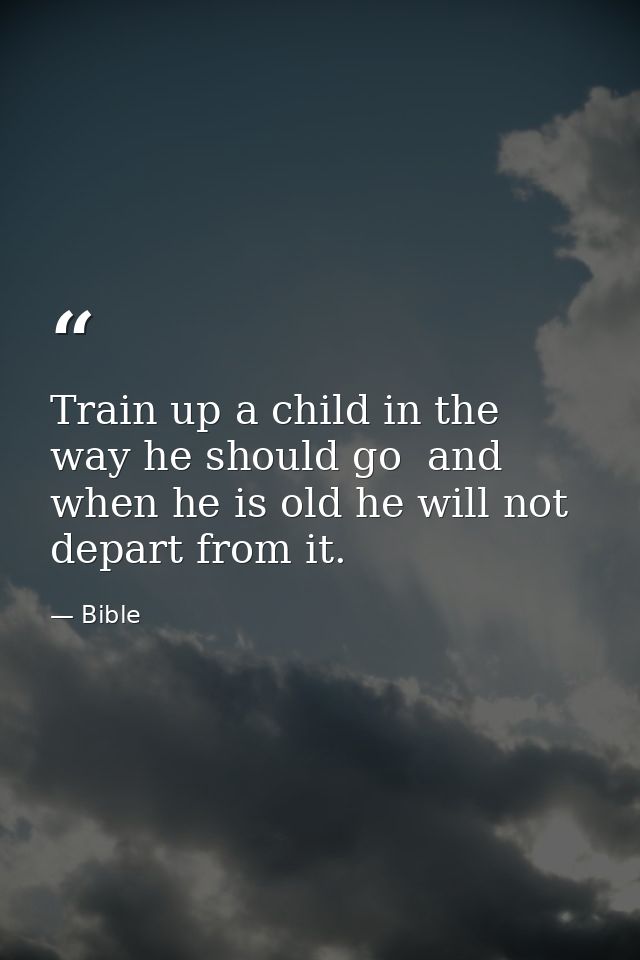 Train up a child in the way he should go  and when he is old he will not depart from it. — Bible
