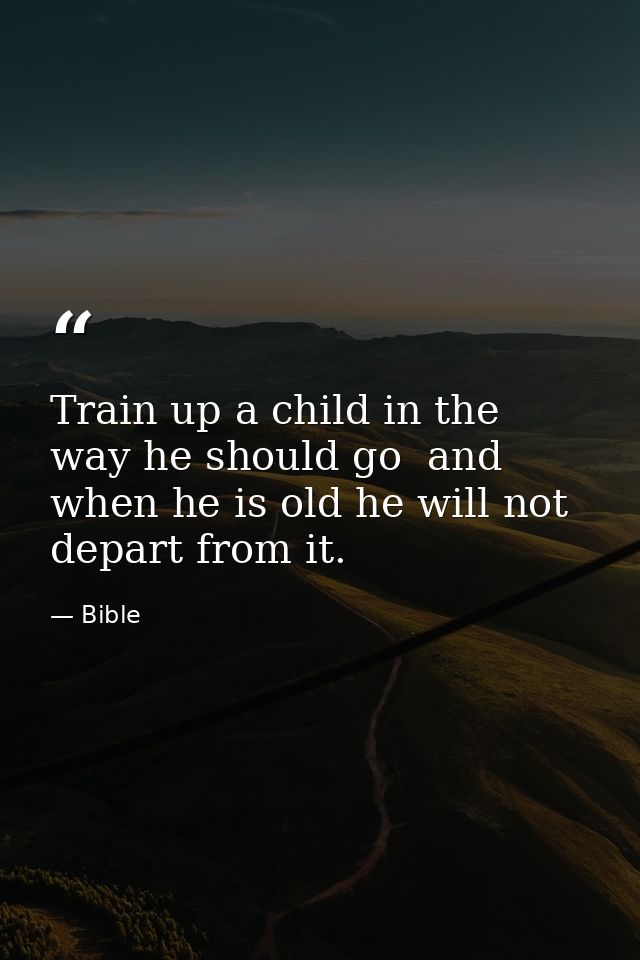 Train up a child in the way he should go  and when he is old he will not depart from it. — Bible