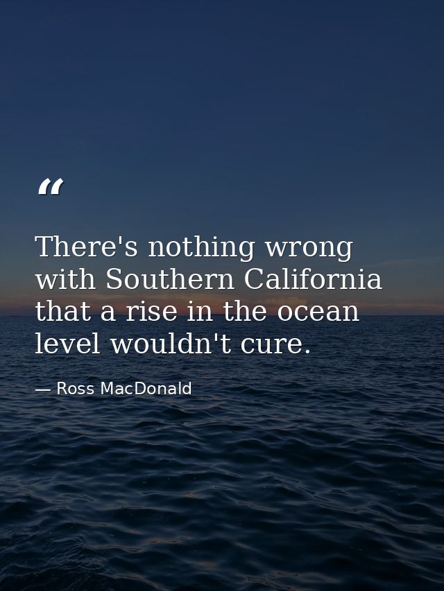 There's nothing wrong with Southern California that a rise in the ocean level wouldn't cure. — Ross MacDonald
