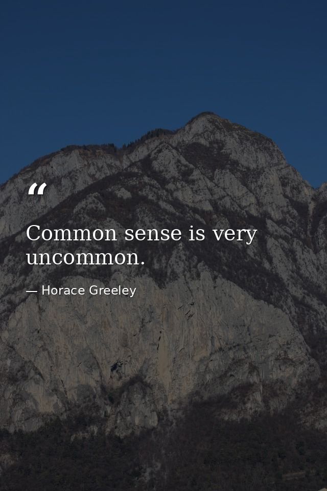 Common sense is very uncommon. — Horace Greeley