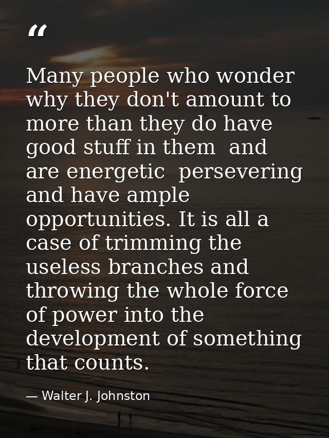 Many people who wonder why they don't amount to more than they do have good stuff in them  and are energetic  perseverin — Walter J. Johnston
