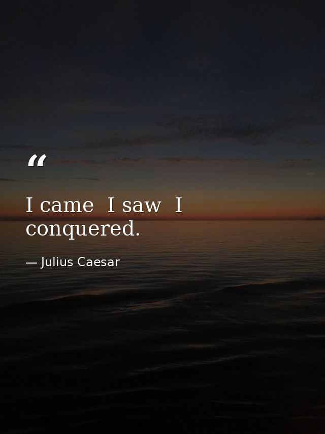 I came  I saw  I conquered. — Julius Caesar