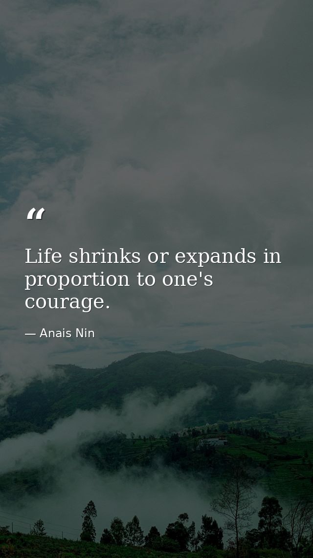 Life shrinks or expands in proportion to one's courage. — Anais Nin