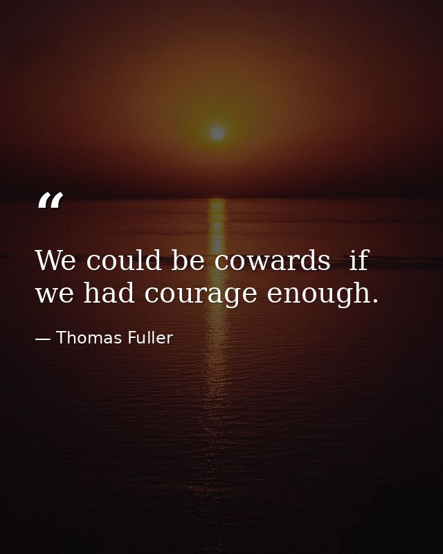 We could be cowards  if we had courage enough. — Thomas Fuller