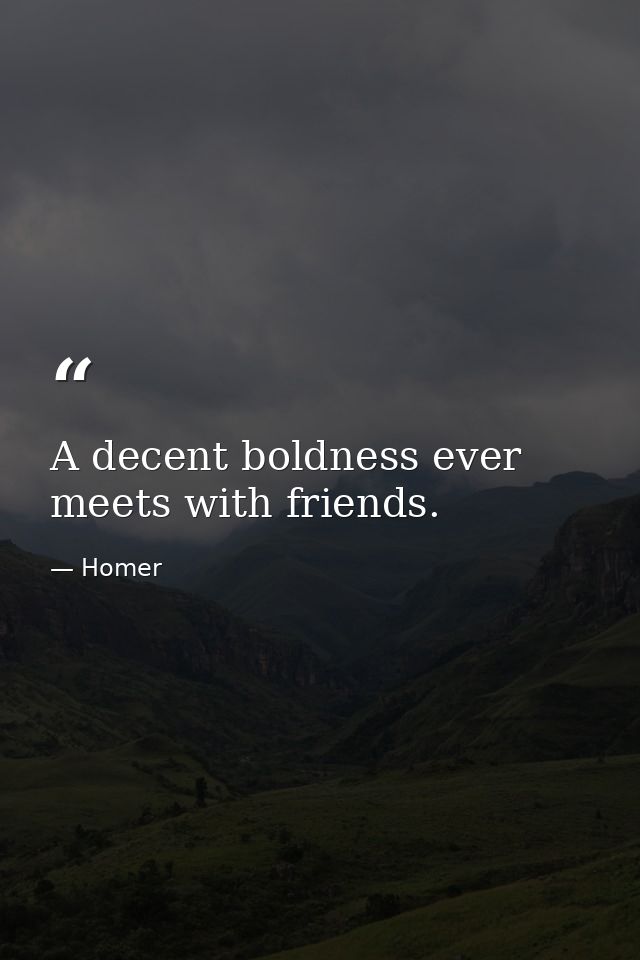 A decent boldness ever meets with friends. — Homer