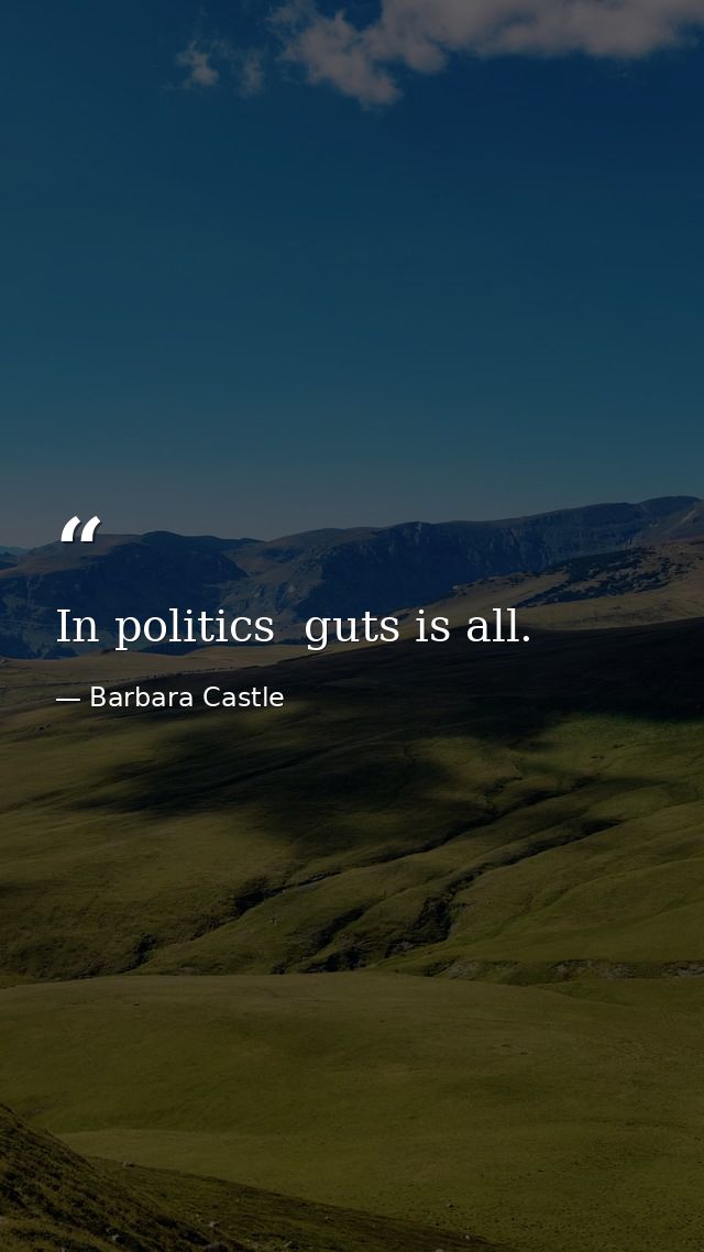 In politics  guts is all. — Barbara Castle