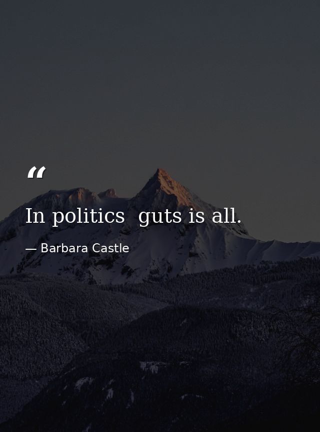 In politics  guts is all. — Barbara Castle