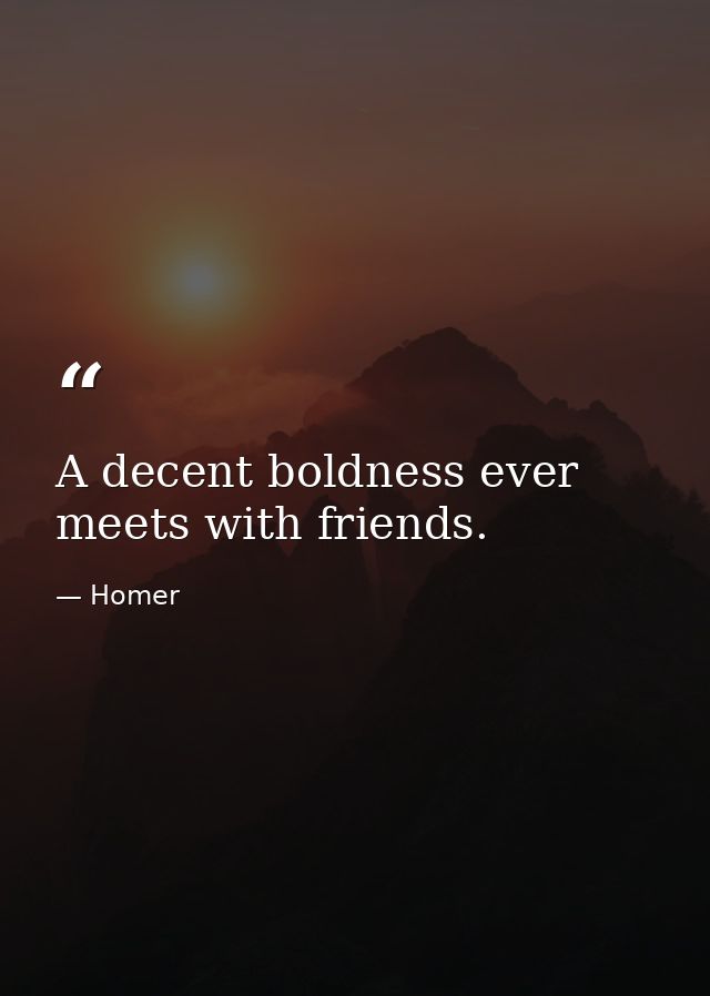 A decent boldness ever meets with friends. — Homer