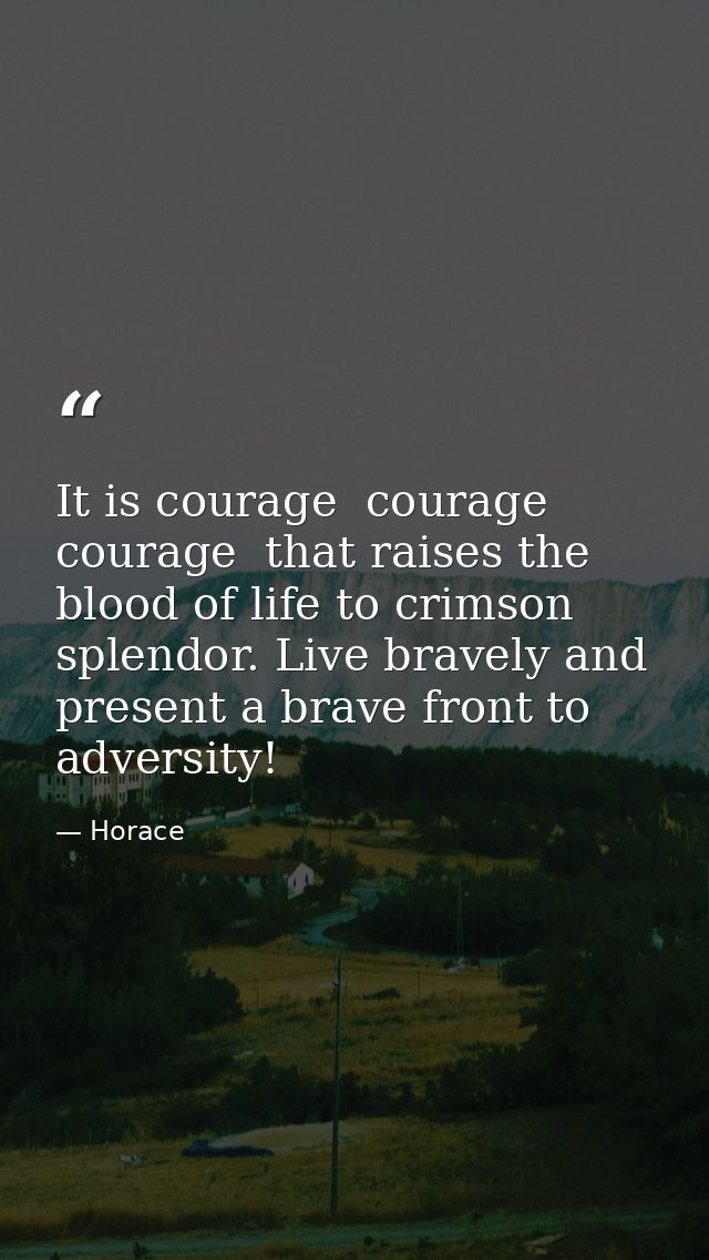 It is courage  courage  courage  that raises the blood of life to crimson splendor. Live bravely and present a brave fro — Horace