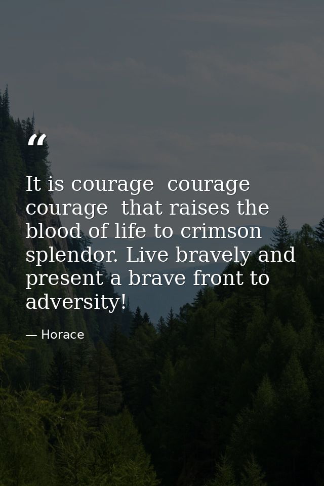 It is courage  courage  courage  that raises the blood of life to crimson splendor. Live bravely and present a brave fro — Horace