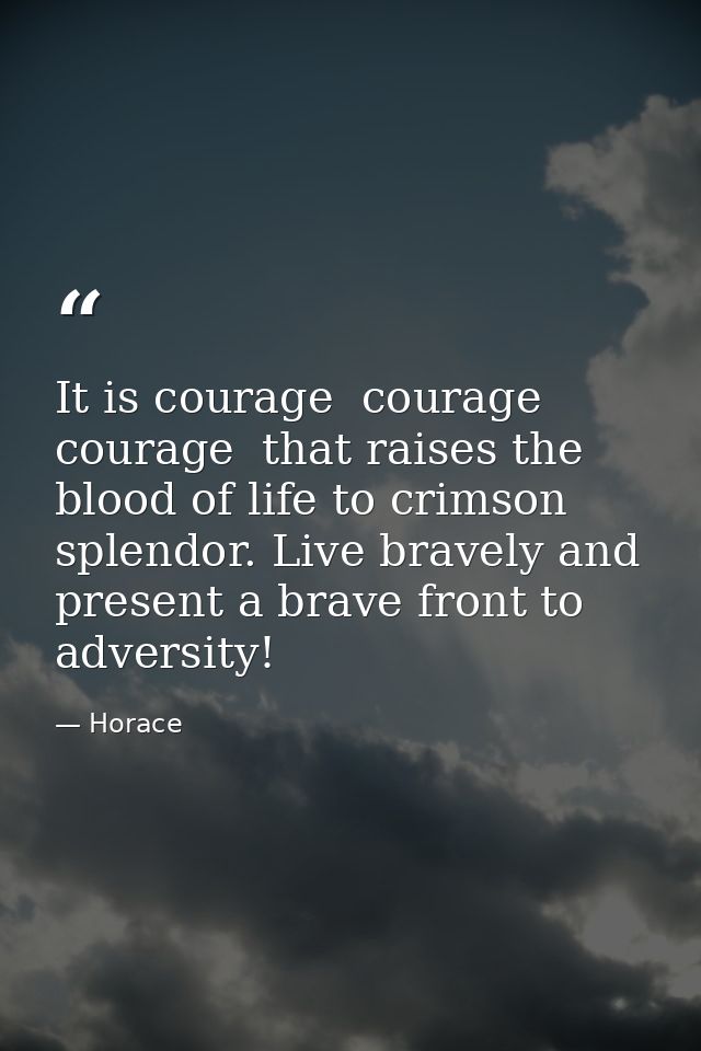 It is courage  courage  courage  that raises the blood of life to crimson splendor. Live bravely and present a brave fro — Horace