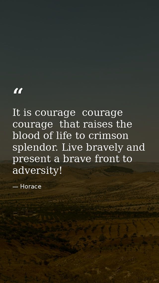 It is courage  courage  courage  that raises the blood of life to crimson splendor. Live bravely and present a brave fro — Horace