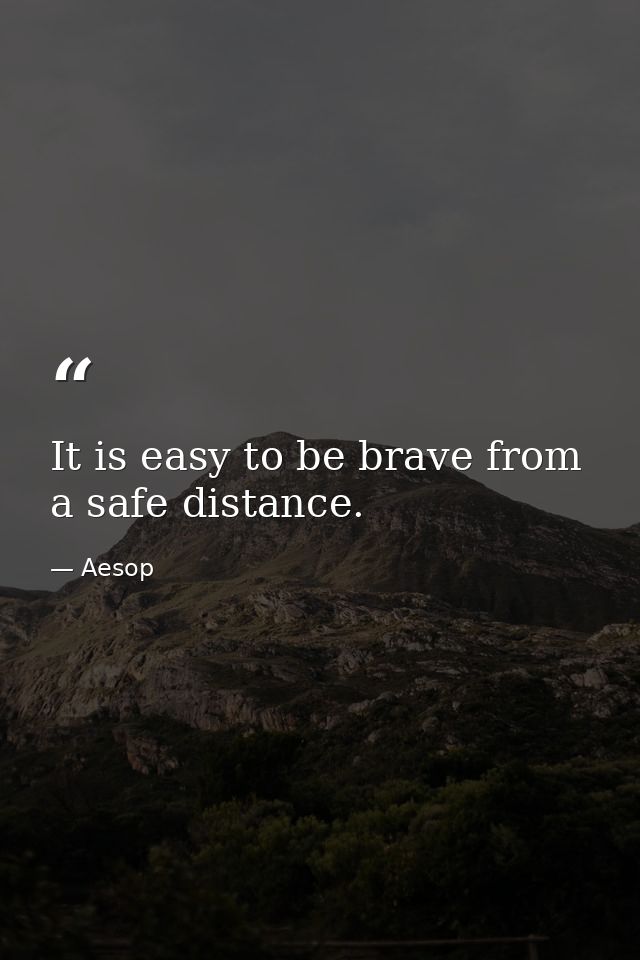 It is easy to be brave from a safe distance. — Aesop