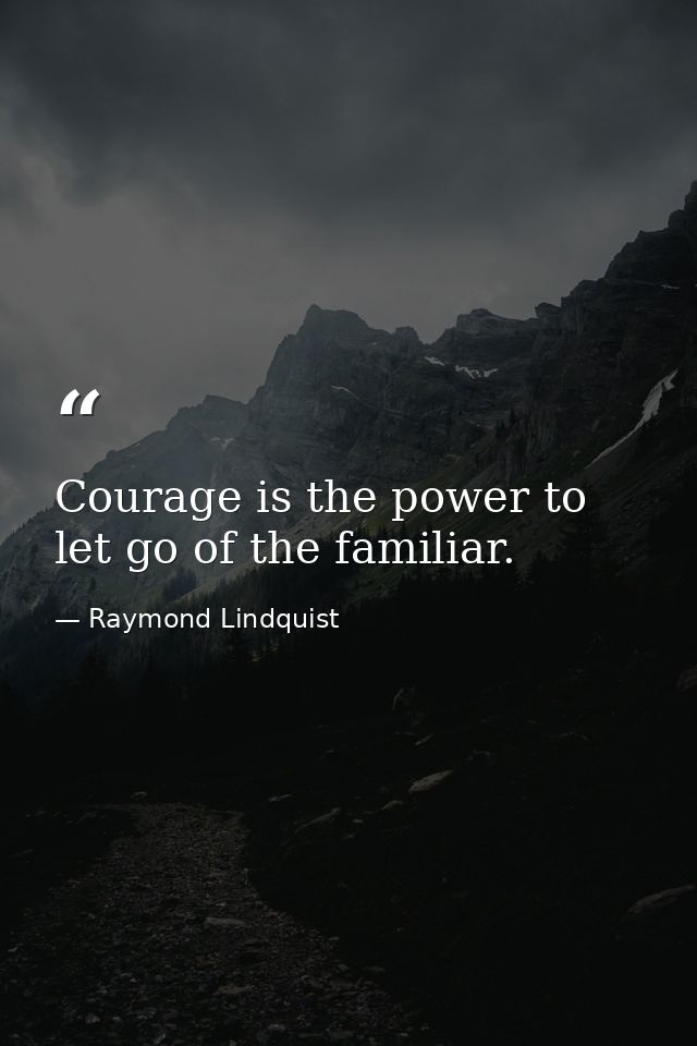 Courage is the power to let go of the familiar. — Raymond Lindquist