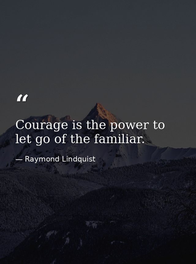 Courage is the power to let go of the familiar. — Raymond Lindquist