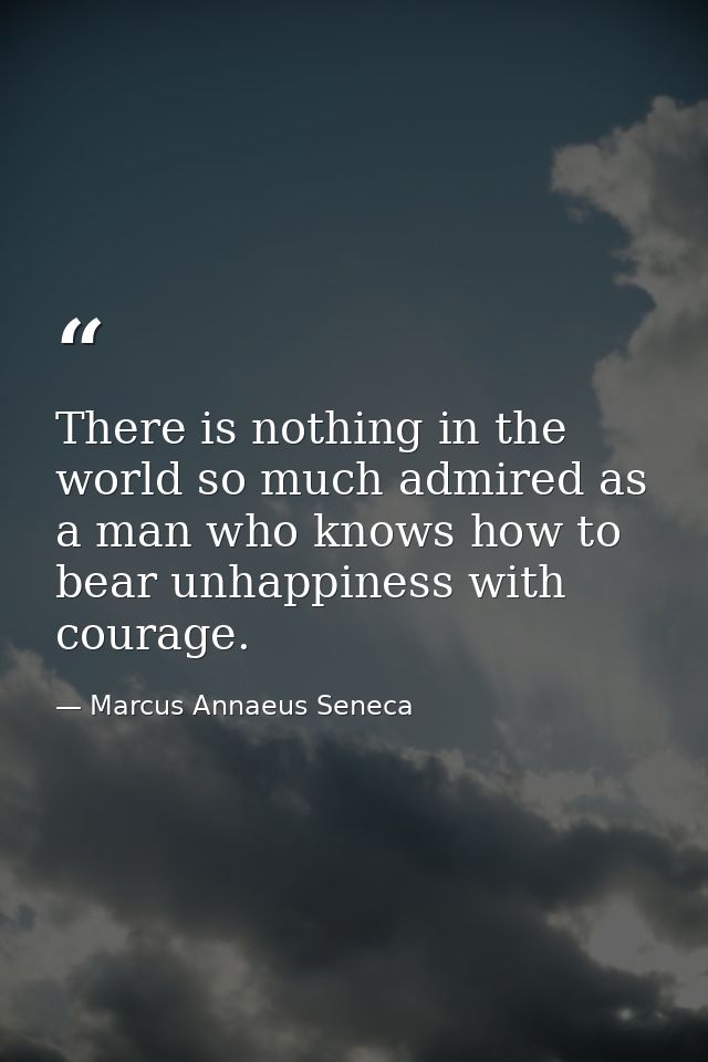 There is nothing in the world so much admired as a man who knows how to bear unhappiness with courage. — Marcus Annaeus Seneca