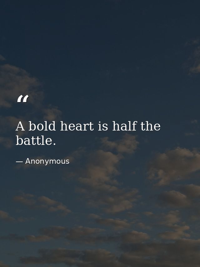 A bold heart is half the battle. — Anonymous