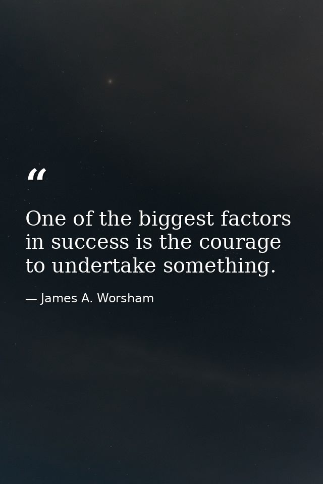 One of the biggest factors in success is the courage to undertake something. — James A. Worsham