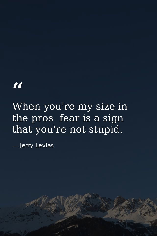 When you're my size in the pros  fear is a sign that you're not stupid. — Jerry Levias