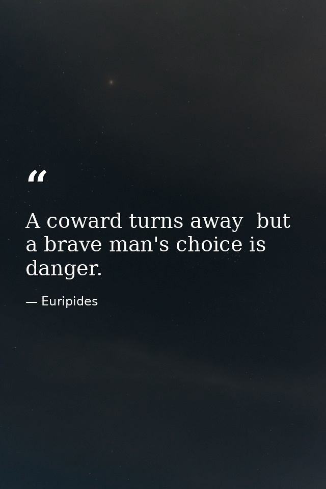 A coward turns away  but a brave man's choice is danger. — Euripides