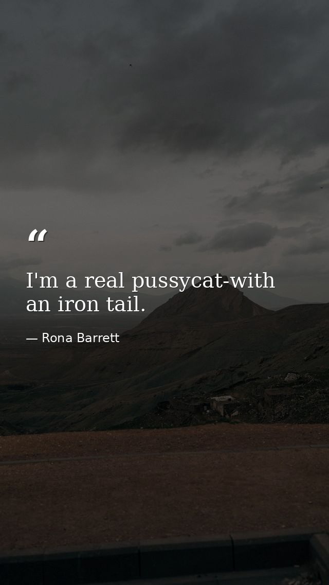 I'm a real pussycat-with an iron tail. — Rona Barrett