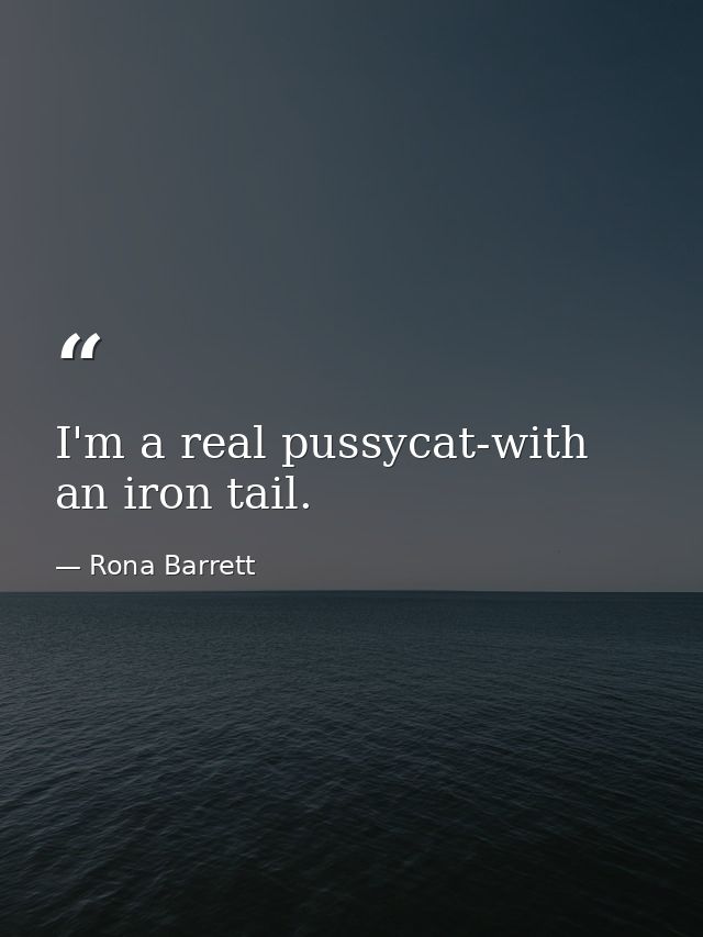 I'm a real pussycat-with an iron tail. — Rona Barrett