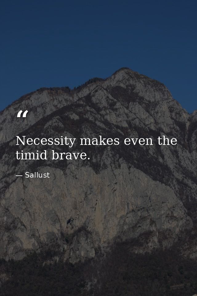 Necessity makes even the timid brave. — Sallust