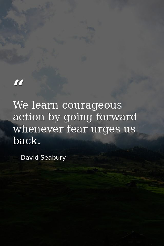 We learn courageous action by going forward whenever fear urges us back. — David Seabury