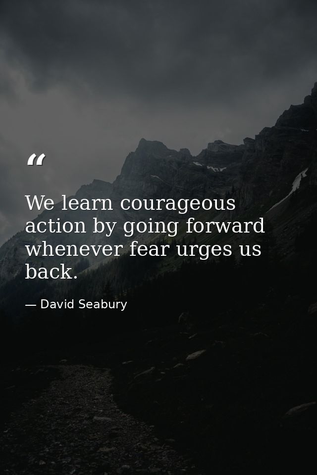 We learn courageous action by going forward whenever fear urges us back. — David Seabury