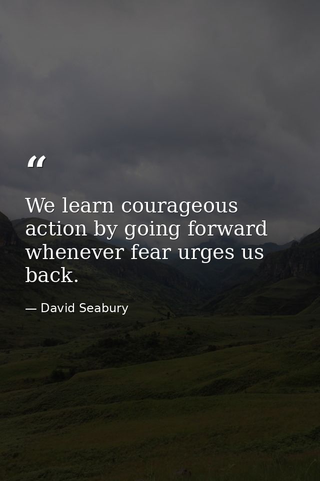 We learn courageous action by going forward whenever fear urges us back. — David Seabury