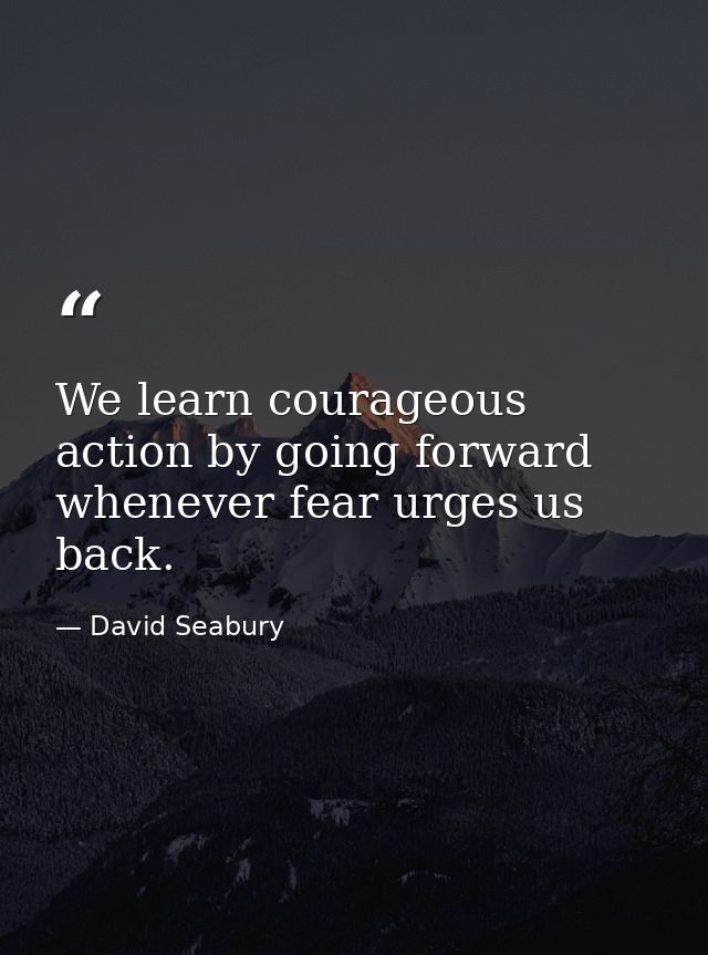 We learn courageous action by going forward whenever fear urges us back. — David Seabury