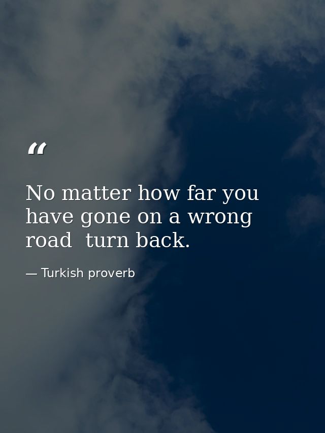 No matter how far you have gone on a wrong road  turn back. — Turkish proverb