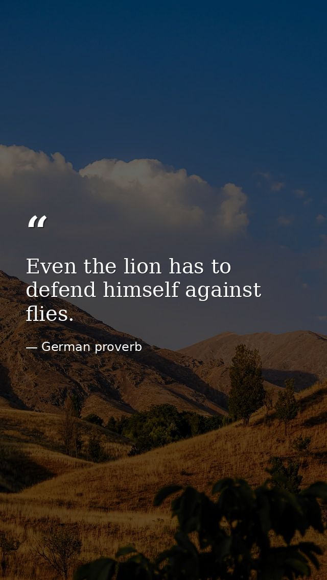 Even the lion has to defend himself against flies. — German proverb