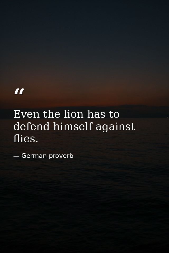 Even the lion has to defend himself against flies. — German proverb