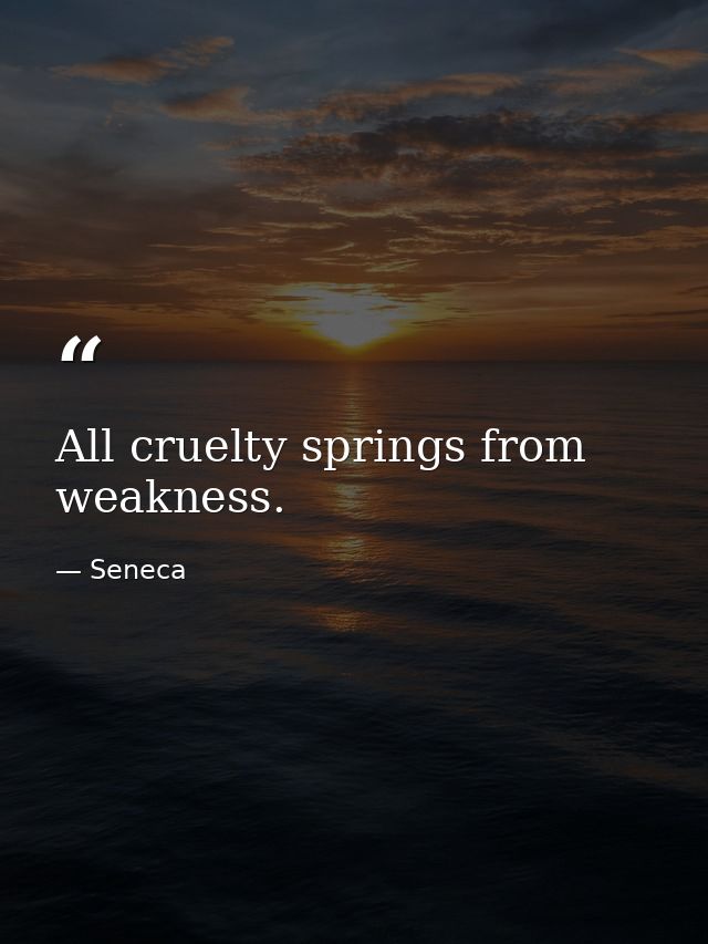 All cruelty springs from weakness. — Seneca