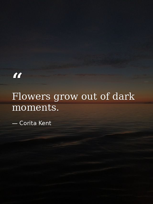 Flowers grow out of dark moments. — Corita Kent