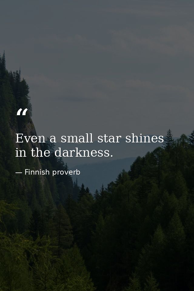 Even a small star shines in the darkness. — Finnish proverb
