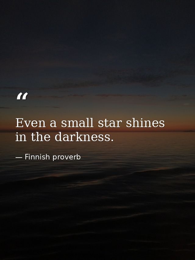 Even a small star shines in the darkness. — Finnish proverb