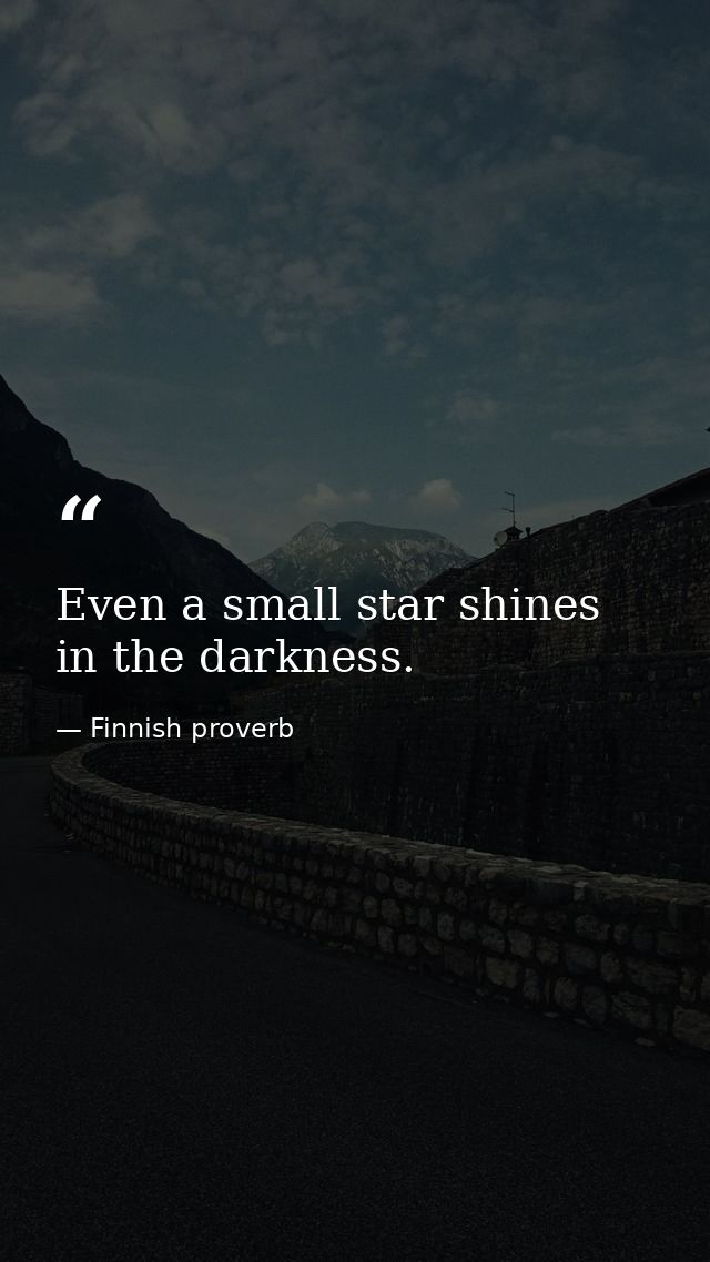 Even a small star shines in the darkness. — Finnish proverb
