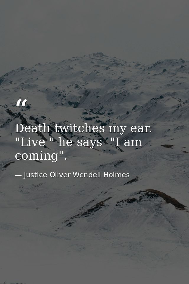 Death twitches my ear. "Live " he says  "I am coming". — Justice Oliver Wendell Holmes